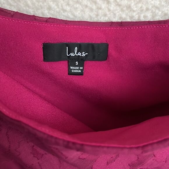 Lulus Dress Womens Small Magenta Burnout Floral Print One‎ Shoulder - Picture 5 of 9